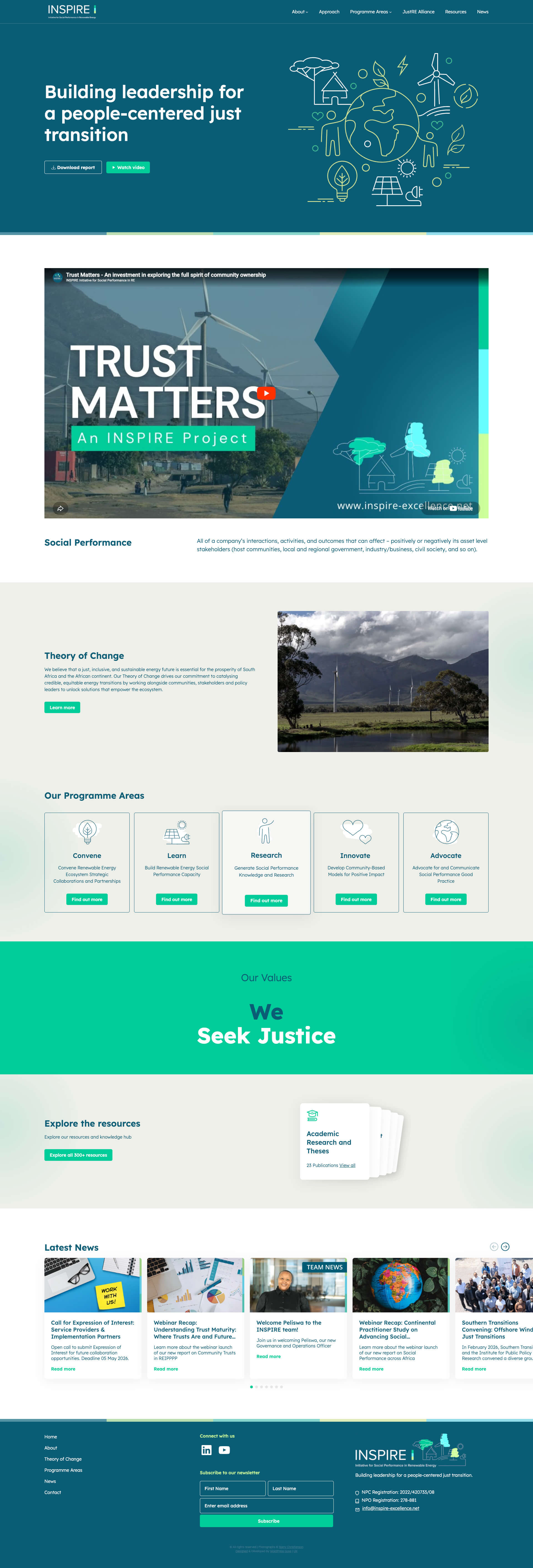 Inspire website redesign home page