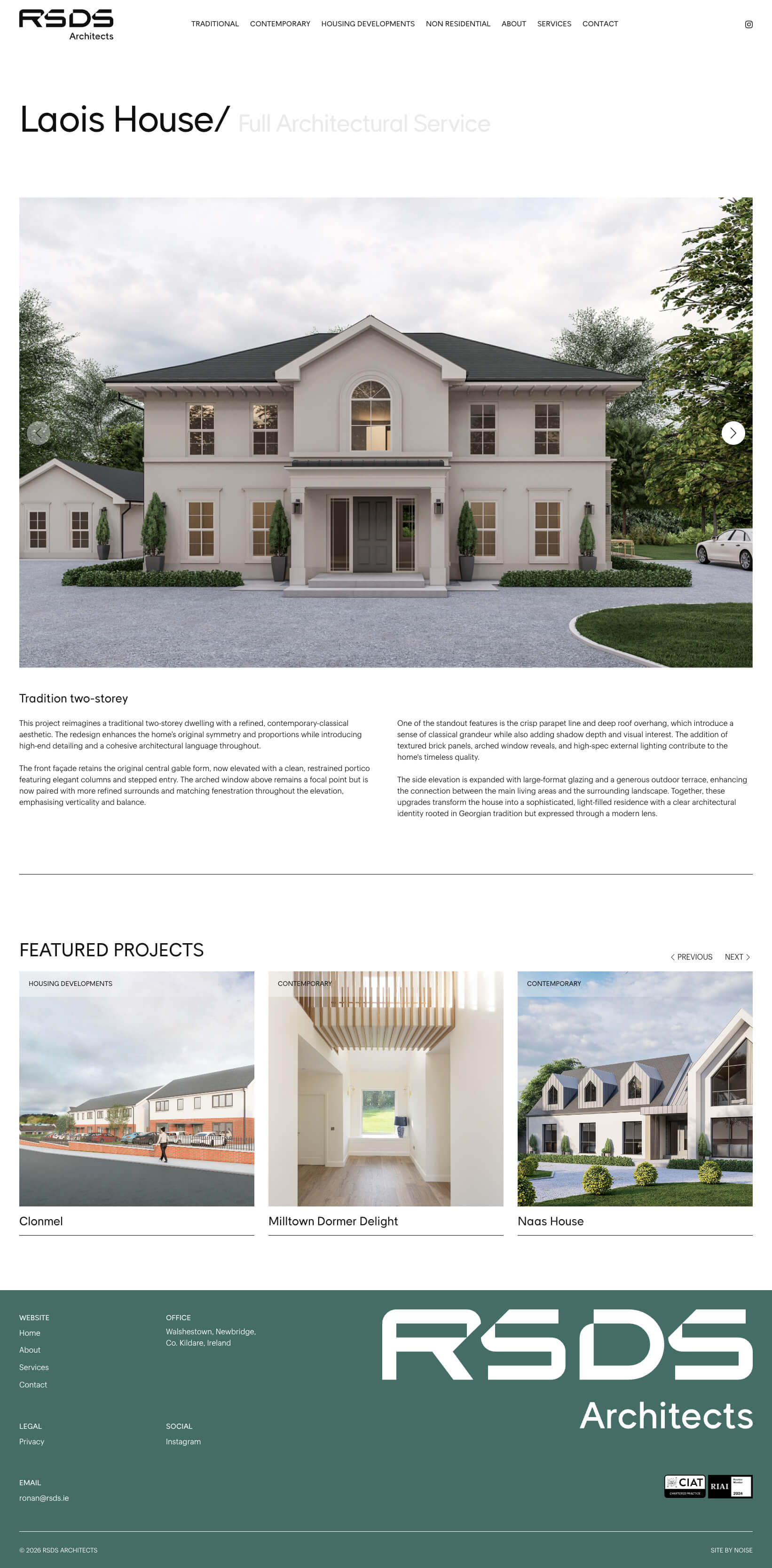 RSDS Architects project detail page highlighting architectural project visuals and key information