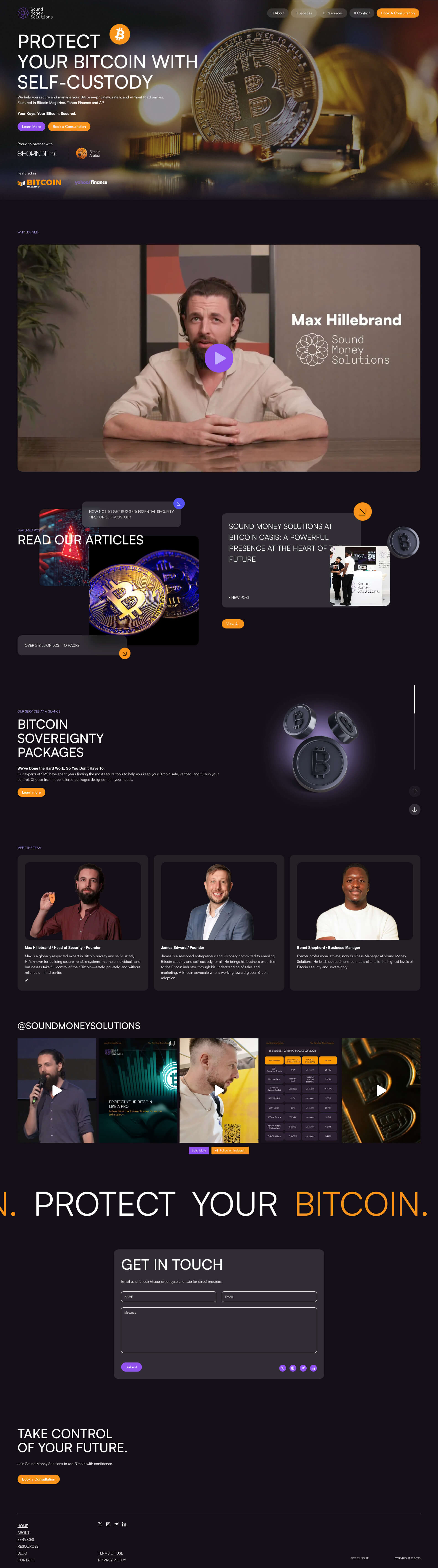 Sound Money Solutions website home page showcasing services and modern UI design