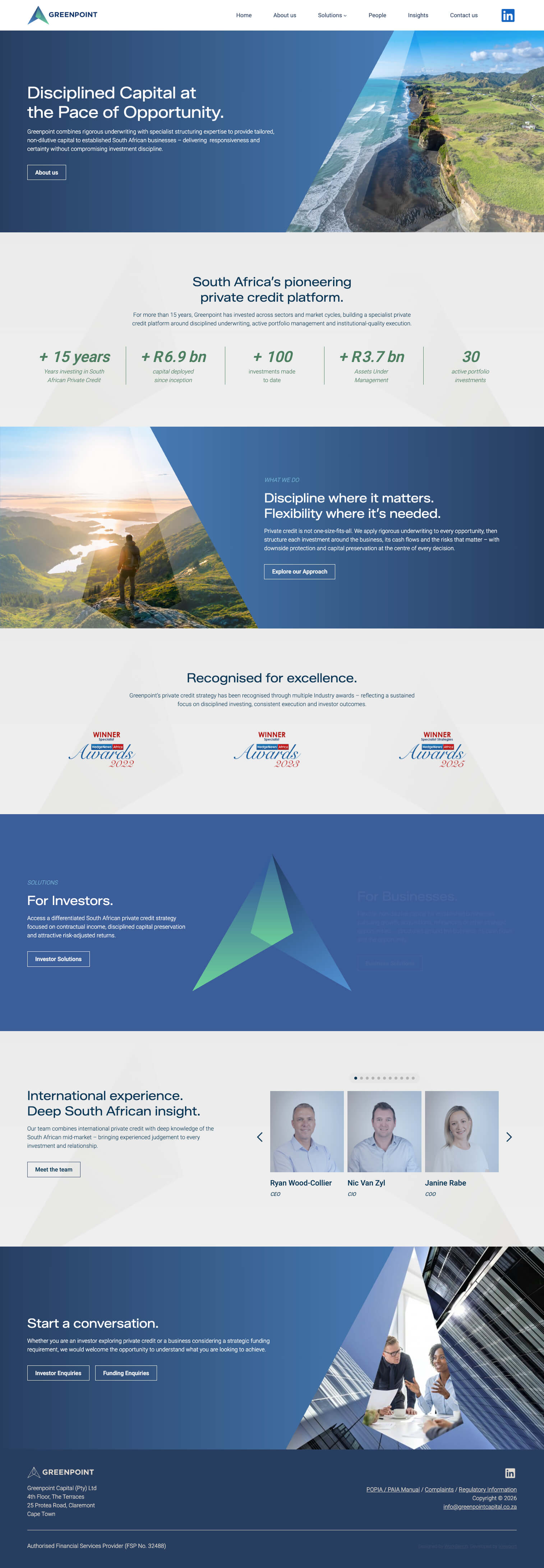 Greenpoint Capital – Custom WordPress Website Development Home Page Design
